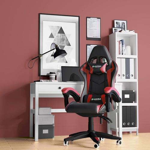 Gaming Stuhl Ergonomisch - Gaming Stühle BIGZZIA Gamer Stühle mit Lendenkissen + Kopfstütze