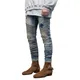 Jeans de motard skinny Hip Hop pour hommes mode commandée Y5022