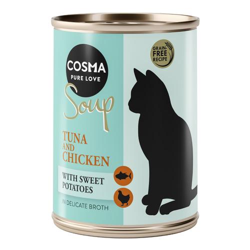 24x 100g Cosma Soup Thunfisch und Hühnchen mit Süßkartoffel Katzenfutter nass