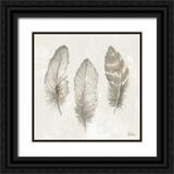 Pinto Patricia 12x12 Black Ornate Wood Framed with Double Matting Museum Art Print Titled - Three Modern Feathers II