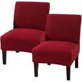 SHANNA Stretch Armless Chair Slipcovers Water-Repellent Armless Accent Chair Covers Protector Wine Red Set of 4