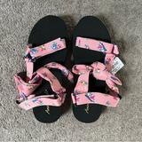 American Eagle Outfitters Shoes | American Eagle Women's Wooster Rafter Platform Sandal In Pink Floral Size 8.5 | Color: Black/Pink | Size: 8.5