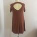American Eagle Outfitters Dresses | Aeo Soft Brown Ribbed Mock Neck Keyhole Dress S/P | Color: Brown/Orange | Size: S