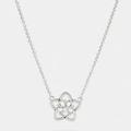 Coach Jewelry | Coach Silver Tone Swarovski Crystals Flower Signature Pendant Necklace | Color: Silver | Size: Os