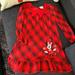 Disney Pajamas | Disney Minnie Mouse Flannel Christmas Nightgown. Size 7/8 | Color: Black/Red | Size: 8g