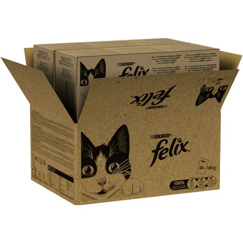 Megapack: 80x85g Felix Classic Pouches Fisch Mixpaket Katzenfutter nass