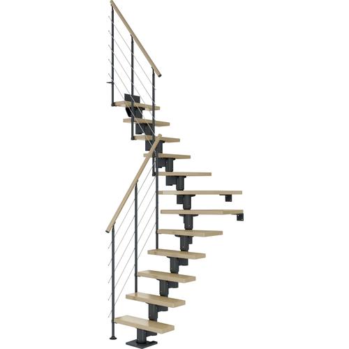 „DOLLE Mittelholmtreppe „“Dublin““ Treppen AhornMetall Gr. 1/4 gewendelt, grau (anthrazit) Treppen“