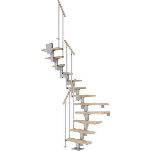 „DOLLE Mittelholmtreppe „“Dublin““ Treppen EicheMetall Gr. 1/2 gewendelt, grau (perlgrau) Treppen“