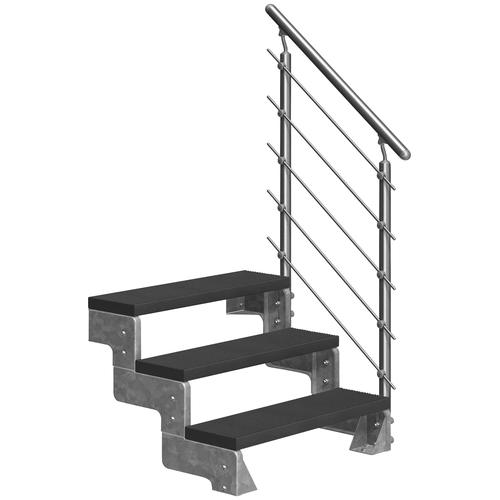 „DOLLE Außentreppe „“Gardentop““ Treppen TRIMAX-Stufen 100 cm Gr. gerade, silberfarben (anthrazit, silberfarben) Treppen“