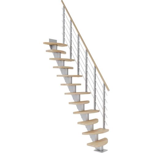 „DOLLE Mittelholmtreppe „“Berlin““ Treppen Gr. 1/4 gewendelt, grau (perlgrau) Treppen“