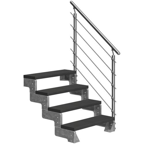 „DOLLE Außentreppe „“Gardentop““ Treppen TRIMAX-Stufen 80 cm Gr. gerade, silberfarben (anthrazit, silberfarben) Treppen“