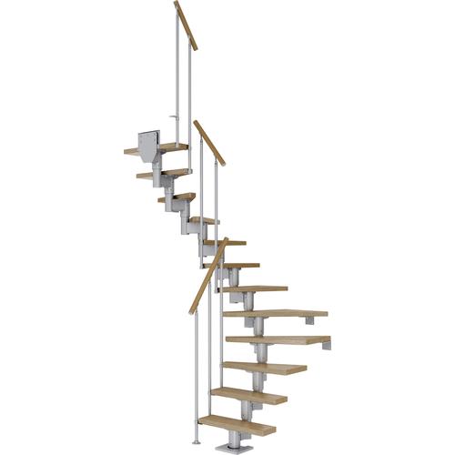 „DOLLE Mittelholmtreppe „“Dublin““ Treppen EicheMetall Gr. 1/2 gewendelt, grau (perlgrau) Treppen“