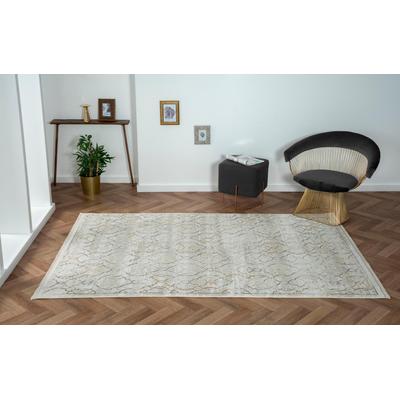 Teppich "My Floor, LAGERRÄUMUNG", beige (creme, hellgrau, altgoldfarben), B:160cm H:10mm L:230cm, Polyester, MYFLAIR MÖBEL & ACCESSOIRES, Teppiche, Fransenteppich, Kurzflor, Retro-Style, mit Fransen, besonders weich durch Microfaser Image