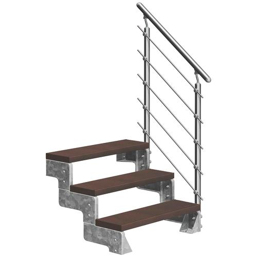 „DOLLE Außentreppe „“Gardentop““ Treppen TRIMAX-Stufen 100 cm Gr. gerade, braun (braun, silberfarben) Treppen“