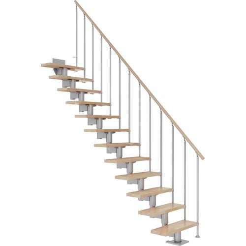 „DOLLE Mittelholmtreppe „“Cork““ Treppen BucheMetall Gr. gerade, grau (perlgrau) Treppen“