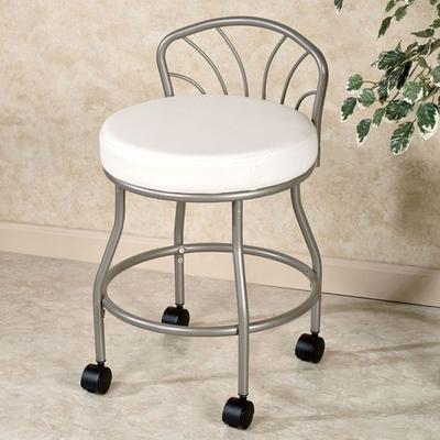 Flare Back Powder Finish Vanity Chair Nickel , Nic...