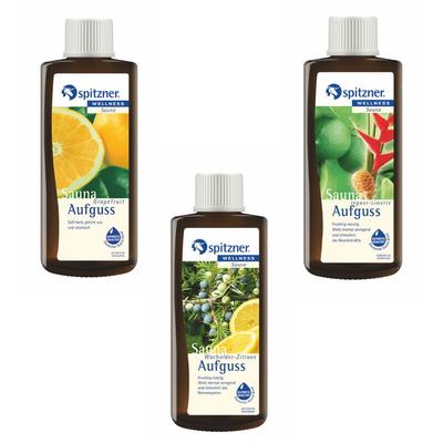 Vorteilspack Saunaaufguss 3 Düfte Grapefruit Wacholder Ingwer je 190ml - Spitzner