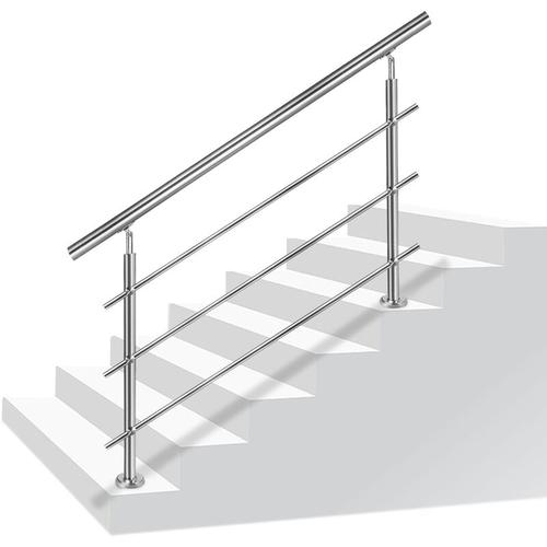Geländer 150cm Edelstahl Treppengeländer Winkelverstellbar Handläufe mit Kugelring & 2 Pfosten