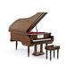 Sophisticated 18 Note Miniature Musical Hi-Gloss Brown Grand Piano with Bench - Ebony & Ivory