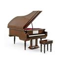 Sophisticated 18 Note Miniature Musical Hi-Gloss Brown Grand Piano with Bench - Here Comes Santa Clause