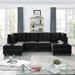 6 Pieces U Shape Modular Sectional Sofa, DIY Combination Living Room Furniture, Include 2 Single Chair, 2 Corner & 2 Ottoman