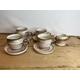 Vintage 9 Piece Studio Pottery Coffee Set 4 White and Brown Coffee Cans / Espresso Cups and Saucers and Milk Jug Good Condition