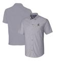 Men's Cutter & Buck Charcoal Cleveland Browns Throwback Logo Big Tall Stretch Oxford Button-Down Short Sleeve Shirt