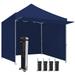 Eurmax USA 10x10 Commercial Pop-Up Canopy with 4 Zippered Sidewalls Roller Bag Sand Bags and Extended Awning(Dark Blue)