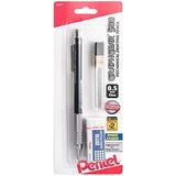 Pentel Graph Gear 500 Automatic Drafting Pencil with Lead and Mini Eraser 0.5 mm (PG525LEBP) Black 1 Pack w/ Lead & Eraser