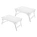 Uxcell 48x32x24cm Breakfast Tray Table with Folding Legs Laptop Snack Desk White 2 Pcs