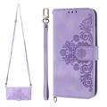 Dteck for Samsung Galaxy S20 FE 5G Wallet Case with Wrist Lanyard Shoulder Strap Galaxy S20 FE Phone Cover with Embossed PU Leather Card Slots Folio Flip Stand Case for Samsung S20 FE Purple