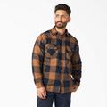 Dickies Men's Water Repellent Fleece-Lined Flannel Shirt Jacket - Brown Duck/navy Buffalo Plaid Size 3Xl (TJ210)