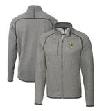 Men's Cutter & Buck Heather Gray Green Bay Packers Throwback Logo Mainsail Sweater-Knit Big Tall Full-Zip Pullover Jacket