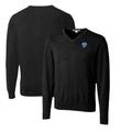 Men's Cutter & Buck Black Los Angeles Rams Throwback Logo Lakemont Tri-Blend V-Neck Pullover Sweater