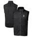 Men's Cutter & Buck Heather Charcoal Detroit Lions Throwback Logo Mainsail Sweater-Knit Full-Zip Vest