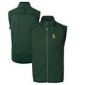 Men's Cutter & Buck Heather Green Bay Packers Throwback Logo Mainsail Sweater-Knit Full-Zip Vest
