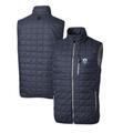Men's Cutter & Buck Heather Navy Los Angeles Chargers Throwback Logo Rainier PrimaLoft Eco Insulated Full-Zip Puffer Vest