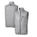 Men's Cutter & Buck Gray Green Bay Packers Throwback Logo Rainier PrimaLoft Eco Insulated Full-Zip Puffer Vest