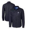Men's Cutter & Buck Navy Houston Texans Throwback Logo Rainier PrimaLoft Eco Insulated Quilted Button-Up Shacket