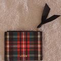 J. Crew Accessories | J.Crew Tartan Print Leather Zipper, Card Holder ,Coin Purse | Color: Black/Red | Size: Os
