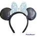 Disney Accessories | Disney Parks Minnie Mouse Blue Bow Sequined Ears Headband | Color: Black/Blue | Size: Os