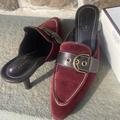 Coach Shoes | Coach Heels Burgundy Maroon Judie 7.5 Brown Buckle Suede Leather | Color: Purple/Red | Size: 7.5