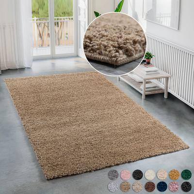 Hochflor-Teppich BRUNO BANANI "Shaggy Soft" Gr. 5, braun, B:200cm H:30mm L:200cm, Kunstfaser, Teppiche, gewebt, Uni Farben, besonders weich und kuschelig, Kundenliebling Image