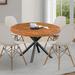 The Twillery Co.® Highfill Pedestal Dining Table Wood/Metal in Black/Brown/Gray | 30 H x 48 W x 48 D in | Wayfair 058176997D8B4FB4B530536CBB22A4CA
