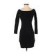 Express Casual Dress - Bodycon Boatneck 3/4 sleeves: Black Print Dresses - Women's Size X-Small