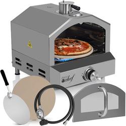 Deco Chef 2-in-1 Propane Gas Pizza Oven & Grill, Portable, w/ Pizza Stone, Peel, Rack Steel in Black | 17.5 H x 16.73 W x 18.3 D in | Wayfair