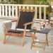 Costway 2PCS Patio Rattan Folding Lounge Chair Table Acacia Wood - See Details