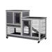 Rabbit Hutch Wooden Outdoor Rabbit Cage with running cage Movable Bunny Hutch with Enclosed Run with Wheels Ramp Removable Tray Ideal