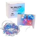 Red White and Blue 4th of July Fairy String Lights 33 ft / 10 m - LED Orange - Outdoor Indoor Decorations for Bedroom Patio Parties & Holidays