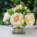 Fake Flowers with Vase Silk Roses Artificial Flowers in Vase Faux Flower Arrangement with Vase Suitable for Home Office Decoration Dining Table Centerpiece(WHITE)